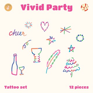 Tattoo set สติ๊กเกอร์แทททู - Vivid party | a cat in my tummy