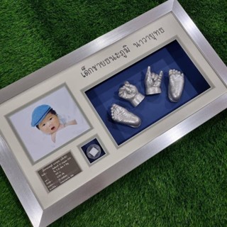 กรอบรุ่นธาราป้ายประวัติกระดาษอุปกรณ์ปั๊มมือเท้าชุดใหญ่สีเงิน