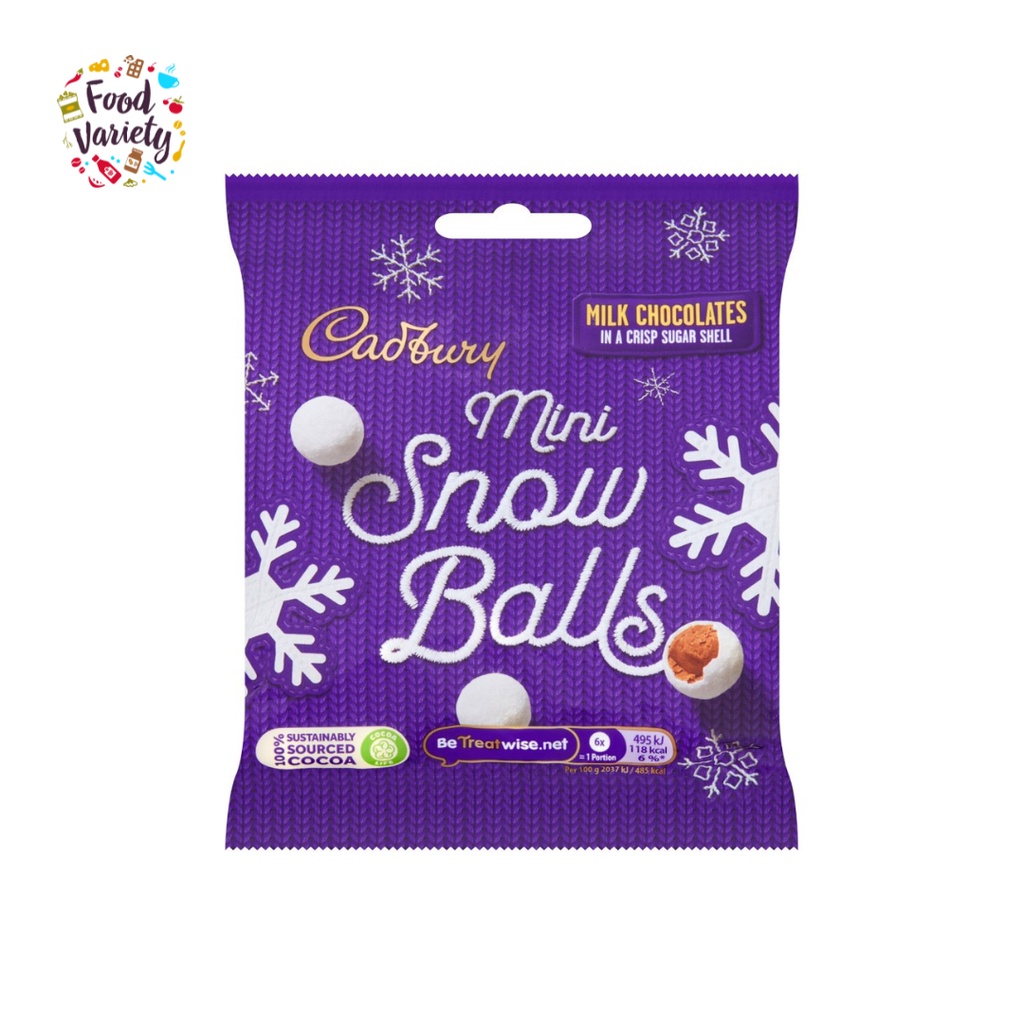[BestBefore 31Mar2026] Cadbury Mini Snowballs Christmas Chocolate Bag 74g