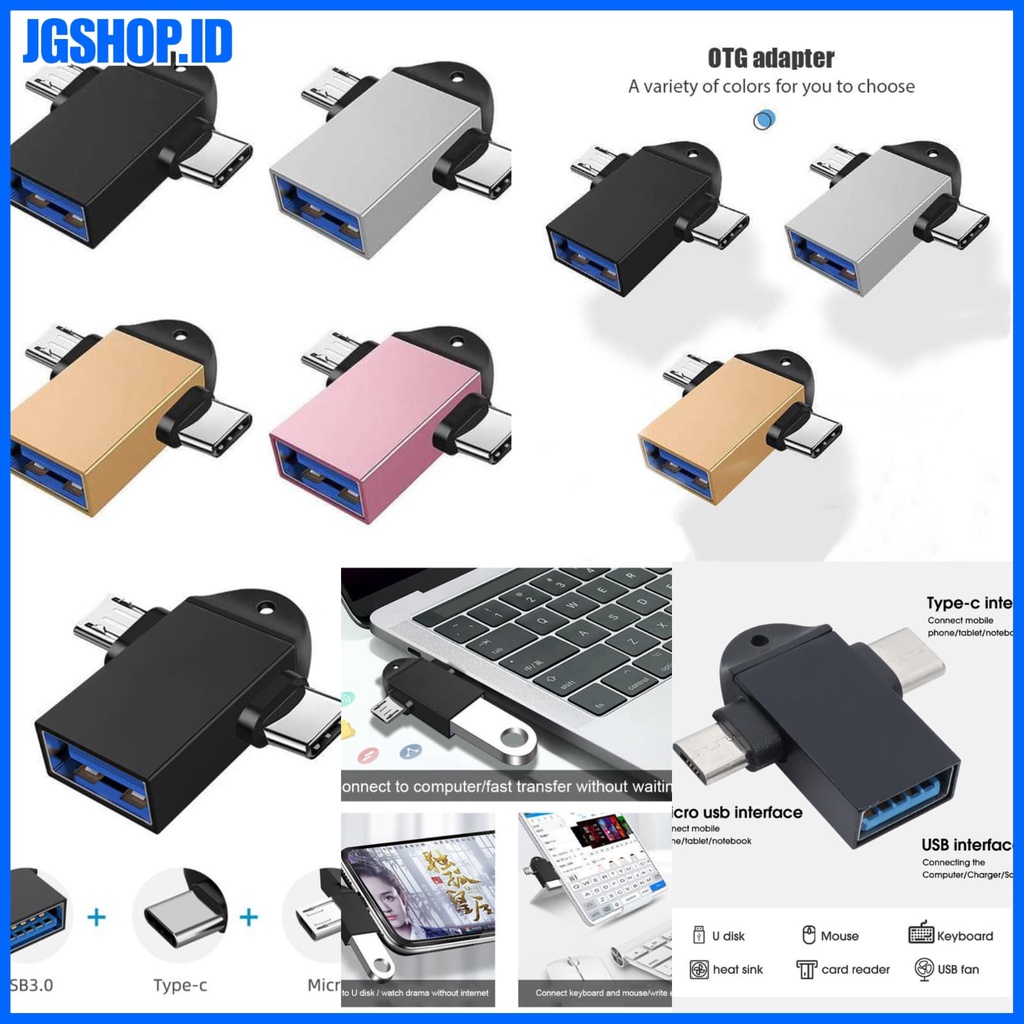 JG OTG 2IN1 V8 MICRO & TYPE C ADAPTER 2 IN 1 CONVERTER ข้อมูลกระแสสลับ USB