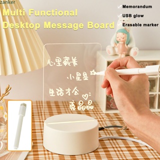 【 In Delivery】 Usb Note Board Lamp With Erasable Pen Led Night Light Desktop Decoration Creative Rewritable Transparent Acrylic Electronic Message Board