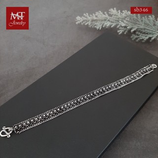 MT สร้อยข้อมือเงินแท้ ลายดอกพิกุล งานรมดำ ข้อมือ 18 ซม. Solid 925 Sterling Silver Bracelet (sb346) MT Jewelry มณีธารา