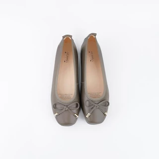 ST.JAMES รองเท้าหนังแท้/รองเท้าส้นแบน ส้น 1.5 CM. รุ่น EIFFEL สี D.KHAKI l รองเท้าคัทชู ผู้หญิง