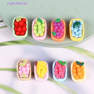 Rightfeel.th ตะกร้าผลไม้เรซิ่นจิ๋ว 1:12 สีส้ม สําหรับตกแต่งบ้านตุ๊กตา 5 ชิ้น