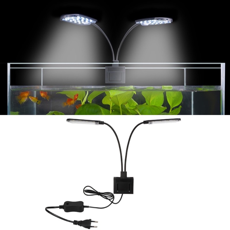 โคมไฟตู้ปลาLEDแสงสีขาว15วัตต์12000Kไฟเลี้ยงปลาไฟเลี้ยงไม้น้ำรุ่นX7โคมไฟ2หัว