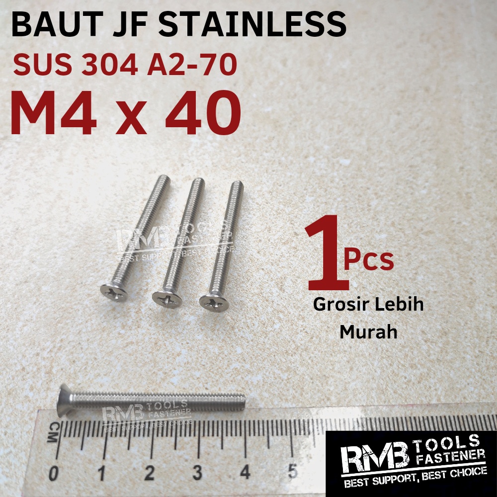 M4x40 JF STAINLESS GRADE 304 A2-70 FLAT HEAD MACHINE SCREW SCREWDRIVER PLUS M4 CSK