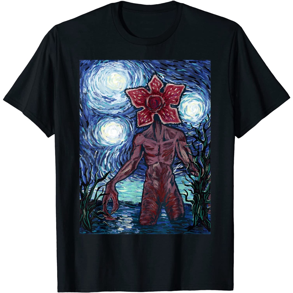 Adult T-Shirt Netflix Stranger Things Demogorgon Starry Night Style Poster T-Shirt