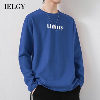 Ielgy เสื้อยืดคอกลม แขนยาว พลัสไซซ์ สไตล์เกาหลี เรียบง่าย สําหรับผู้ชาย