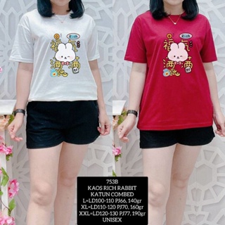 [S-5XL]ผ้าฝ้าย 100% เสื้อยืด พิมพ์ลาย Km-753 UNISEX RICH RABBIT สําหรับผู้ชาย