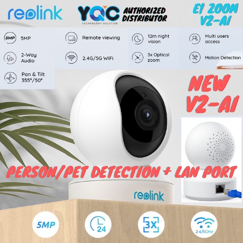 Reolink E1 Zoom V2 AI กล้องวงจรปิดรักษาความปลอดภัย E1 Zoom IP 5MP Super HD 5MP และกล้องเสียง 2 ทาง