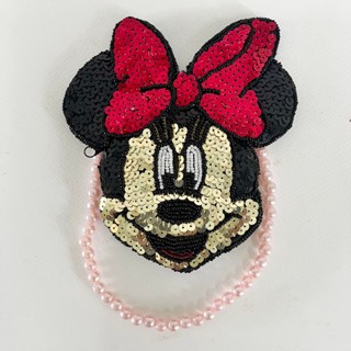 Disney Minnie Mouse/ กระเป๋าใส่เหรียญ ใส่แบงค์/กระเป๋าปักเหลื่อม/ ลิขสิทธิ์แท้/ กระเป๋าแฟชั่น/กระเป๋ามือสอง สินค้ามือสอง