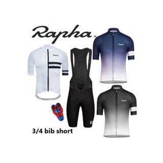 เสื้อปั่นจักรยาน Rapha มีซิปเต็มตัว 3/4 ผ้ากันเปื้อนสั้น