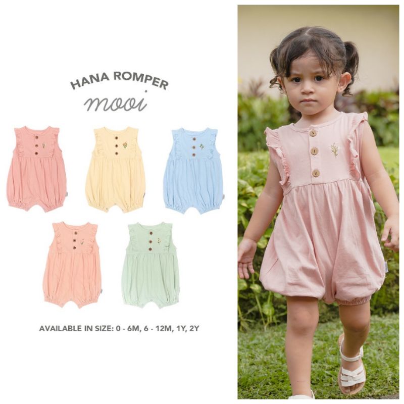 MOOI Hana ชุดรอมเปอร์เด็กผ้าฝ้ายไม้ไผ่ | ชุดบอดี้สูทเด็กจัมเปอร์เด็ก 0-2 ปี