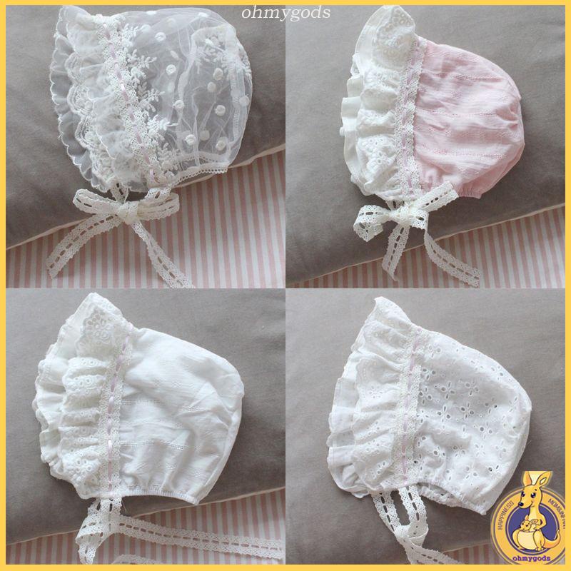 Omg* หมวกเจ้าหญิง ผ้าฝ้าย ระบายอากาศ กันแสงแดด ลายดอกไม้ สีพื้น ฤดูร้อน สําหรับเด็กทารกแรกเกิดผู้หญิง