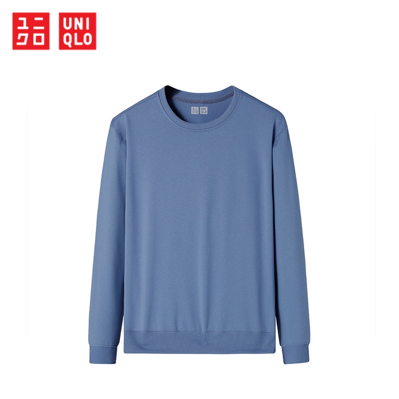 UNIQLO ยูนิโคล่ ผู้ชายผู้หญิงคลุมด้วยผ้ารอบคอเสื้อกันหนาวผ้าฝ้ายแท้หลวมแขนยาวผู้ชายคู่เสื้อด้านบน