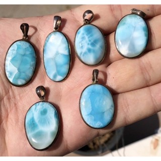 1 Pc Natural AAAA Quality Larimar 952 Silver Pendant from Dominican Republic For Men And Women With silver Chain.