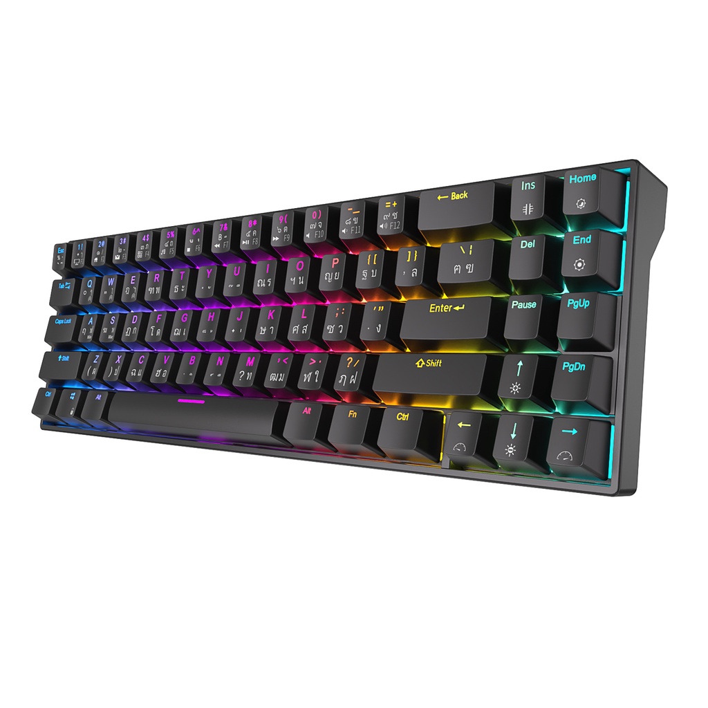 ภาพใหญ่: Royal Kludge RK71 บลูทู ธ 5.0 USB C โหมดคู่ 60% RGB Backlit คีย์บอร์ดเกมมิ่งเชิงกล