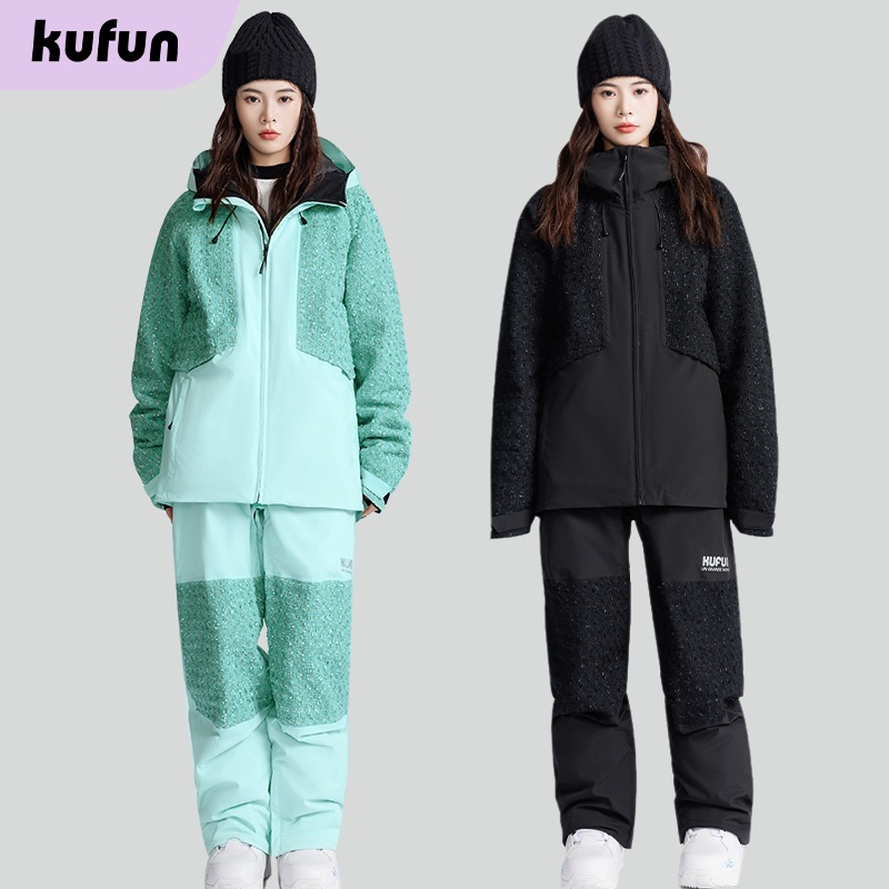 Kufun ชุดสกี ผู้หญิง และผู้ชาย สไตล์ฝรั่งเศส ใหม่ ชุดสโนว์สูท วีเนียร์ อุปกรณ์กันน้ํา