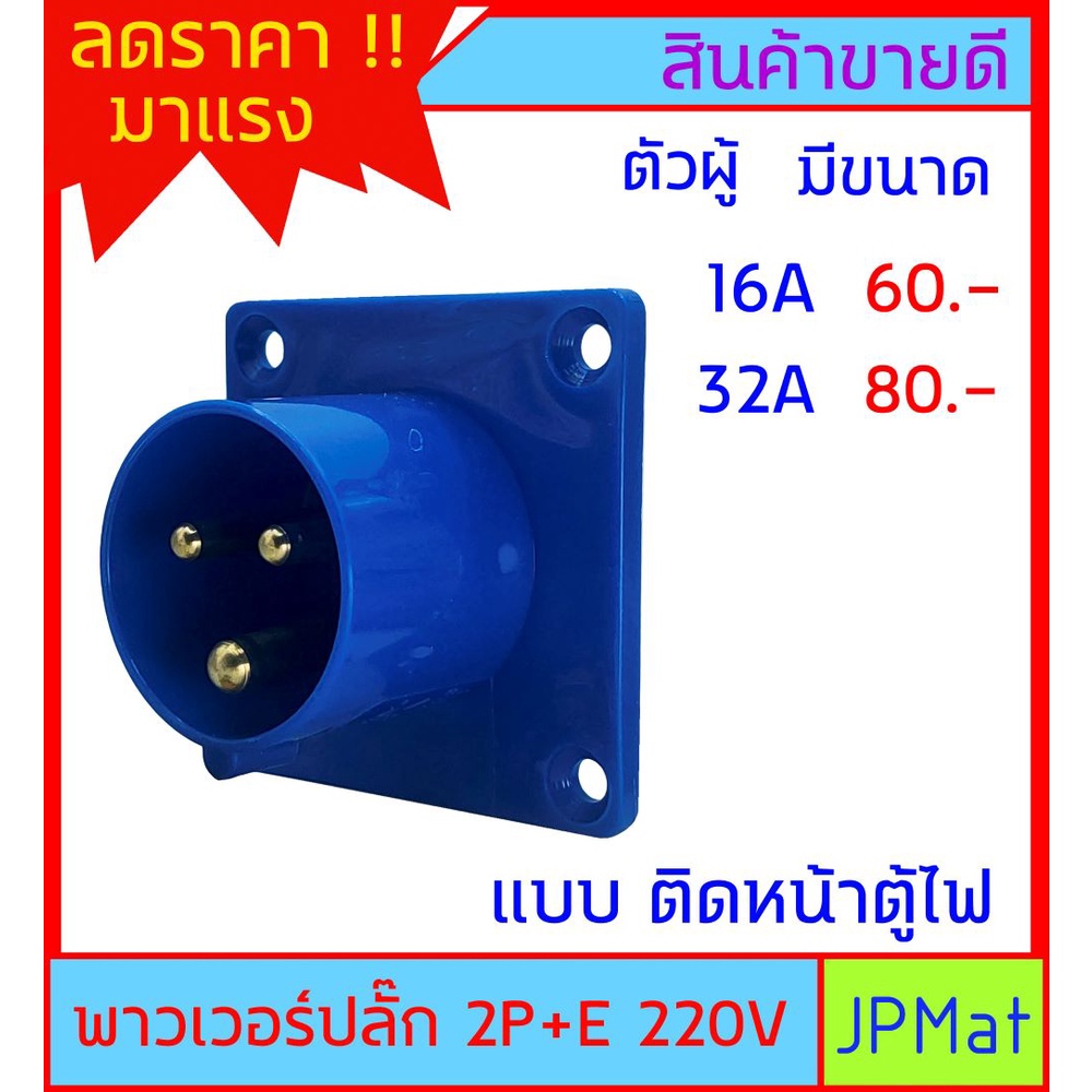 ปลั๊กเพาเวอร์ (power plug) ตัวผู้ 2P+E 220V มีขนาด 16A กับ 32A พาวเวอร์ปลั๊ก สำหรับงานภาคสนาม งานอุตสาหกรรม