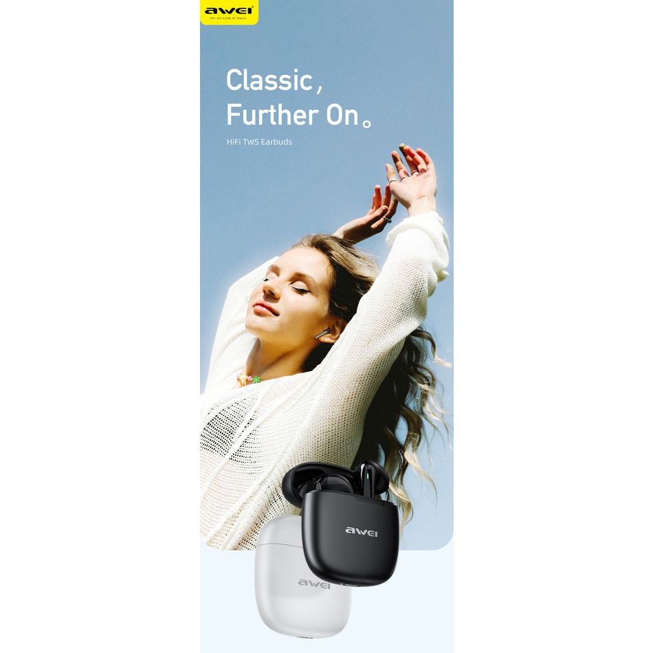 Awei T26 Pro TWS หูฟังบลูทูธไร้สายบลูทูธ5.3เสียงสเตอริโอ6D ไฮไฟเบสชุดหูฟังเล่นเกม