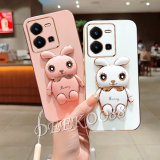 เคสโทรศัพท์ for วีโว่ VIVO Y02 Y02S Y16 Y22 Y22S Y35 V25 Pro 5G V25e 4G Phone Case with Lovely Cute Cartoon Rabbit Stand Holder Softcase Back Cover Casing เคส VIVOV25 V25Pro