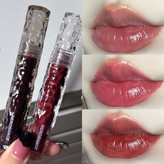 Herorange Glacier Mirror lipstick ลิปสติก ลิปกลอส / ลิปสติก ให้ความชุ่มชื้นยาวนาน ไม่ติดถ้วย แสดงให้เห็นถึงแสงสีขาว ความรู้สึกของลิปสติก