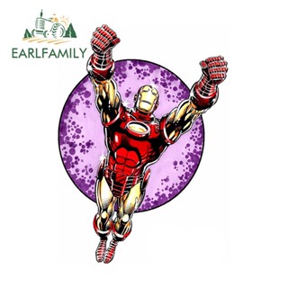 Earlfamily สติกเกอร์ ลาย Iron Man Marvel กันน้ํา สําหรับติดตกแต่งกระจกรถยนต์ 13 ซม. x 9.4 ซม.