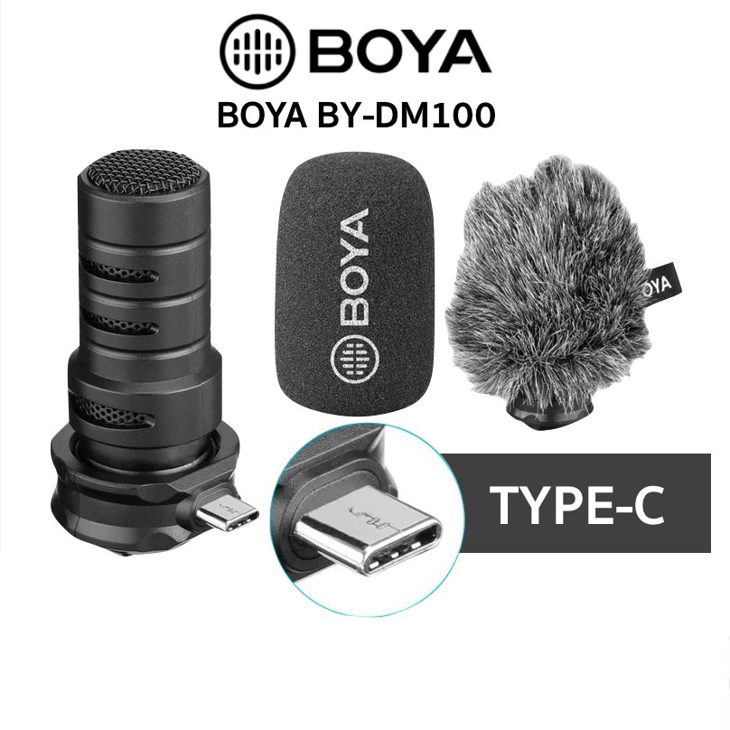 BOYA BY-DM100 Microphone USB Type-C Stereo ไมค์เสียบมือถือ  ไมค์ไลฟ์สด ไมค์อัดเสียงสำหรับมือถือ Android ของแท้100%