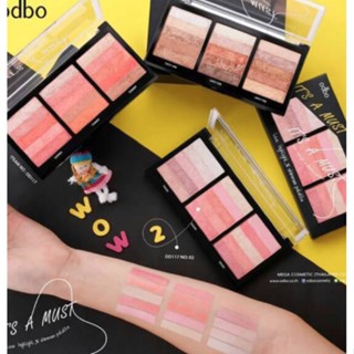 ⚡FLASH SALE⚡♡พร้อมส่ง Odbo It A Must Love Highlight X Shimmer Oalette OD-117บลัชออน15สี ของแท้100%