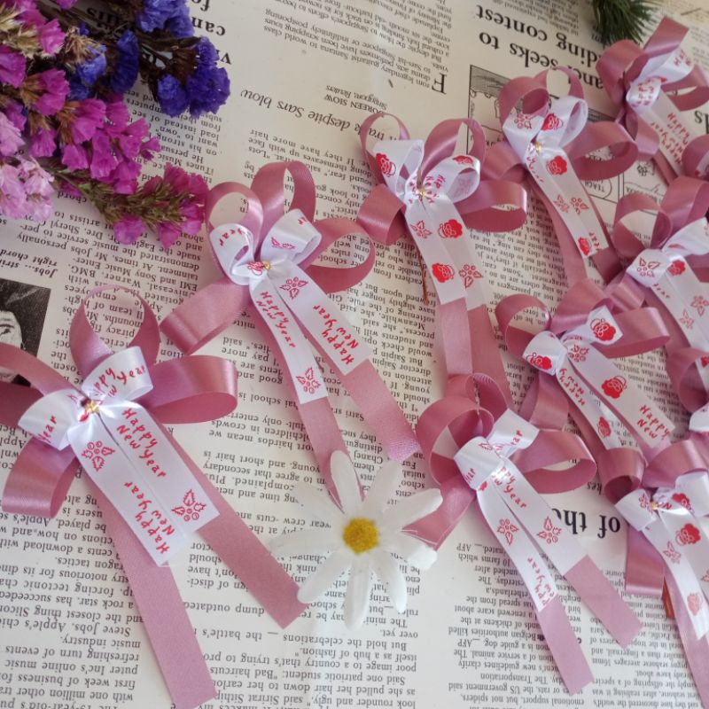 โบว์ติดของขวัญ🎁โบว์ติดของขวัญปีใหม่ โบว์ริบบิ้นติดของขวัญ🎀  congratulations 8*10cmพรรค - รูปที่ 4