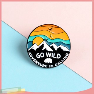 (lk) unisex go wild sunset snow mountain bird เข็มกลัดสําหรับติดตกแต่งเสื้อแจ็คเก็ตกระเป๋า