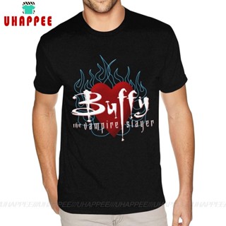 เสื้อยืดผ้าฝ้ายพรีเมี่ยม เสื้อยืดคอกลม แขนสั้น ผ้าฝ้าย พิมพ์ลาย Demon Slayer Buffy The Vampire Slayer ใส่สบาย สีดํา สําห