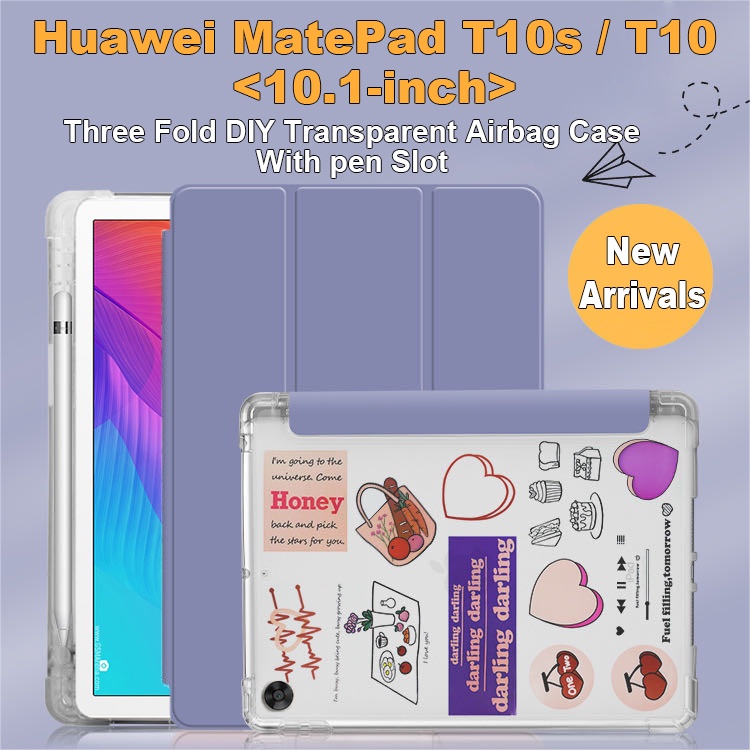 เคสแท็บเล็ต แบบโปร่งแสง ผิวด้าน ฝาพับสามทบ ตั้งได้ สําหรับ Huawei MatePad T 10s 10 T10s T10 10.1 นิ้ว (2020) AGS3-L09 AGS3-W09