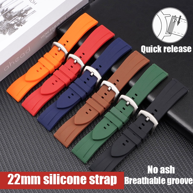 สายนาฬิกาข้อมือซิลิโคน กันน้ํา ปลดเร็ว ขนาด 20 มม. 22 มม. 24 มม. สําหรับ Seiko Omega Huawei Watch Band