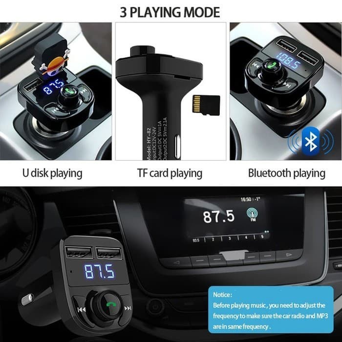 Car Charger Fast CHARGING Bluetooth FM Transmitter Audio Digital Display CARX8 รถปลั๊กชาร์จ C2D5 อิน