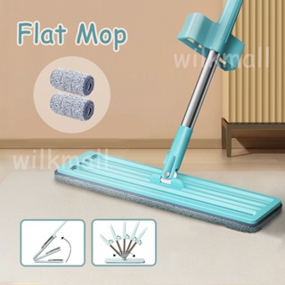 ไม้ถูพื้นหัวแบน Lazy Mop แบบรีดน้ำในตัว หมุนได้ 360 องศา ไม้ถูพื้นแบบรีดน้ำและฝุ่นผงในตัว พร้อมผ้า 2 ผืน ถูง่ายสบายมือ