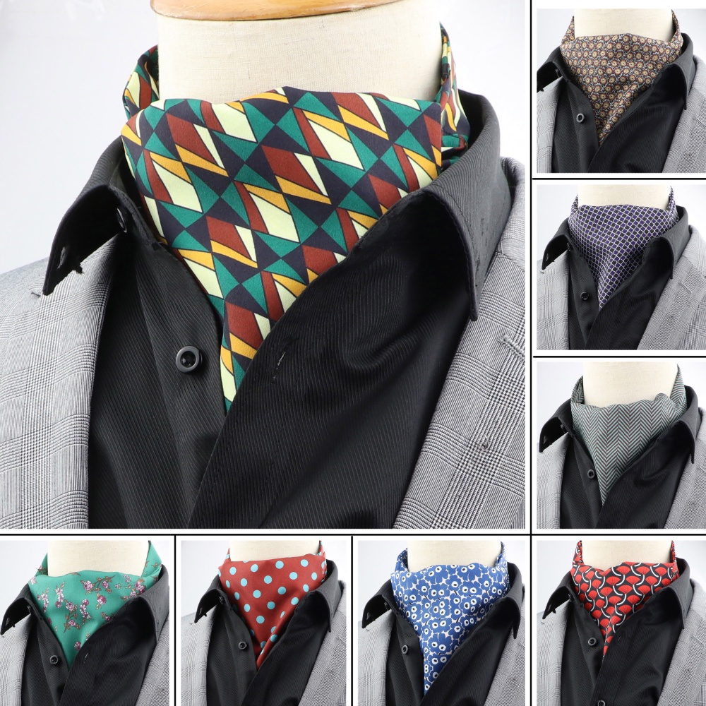 Zonfaz ผู ้ ชาย Vintage ดอกไม ้ Paisley ลาย Tie อย ่ างเป ็ นทางการงานแต ่ งงาน Cravat Ascot Scrunch Self อังกฤษสุภาพบุรุษผ ้ าไหมนุ ่ มเนคไท