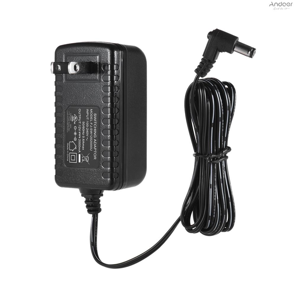 อะแดปเตอร์ไฟมาตรฐาน 12V 2A พร้อมปลั๊ก EU แรงดันไฟฟ้ากว้าง 100-240V สําหรับไฟวิดีโอ LED YONGNUO YN300III YN216 YN1410 YN300Air YN160III YN168 YN360