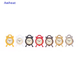 Awheat โมเดลนาฬิกาปลุกจิ๋ว 1:12 สําหรับตกแต่งบ้านตุ๊กตา 1 ชิ้น