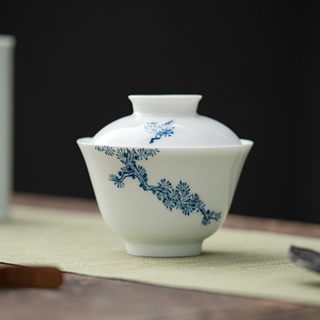 Songfeng Gaiwan [Huayun] ชุดถ้วยชาเซรามิค พร้อมฝาปิด ขนาดใหญ่ สําหรับครัวเรือน