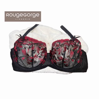 Rouge Gorge(รูจจอร์จ)Braแบรนด์ฝรั่งเศสชุดชั้นในไซส์ใหญ่ เสื้อชั้นในซีทรูดำดอกแดง 34B 3634D 36D 32E 38E สาวคัพใหญ่ 85F 80