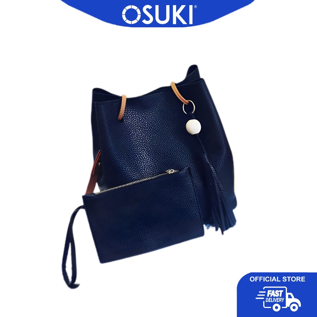 OSUKI กระเป๋าสะพายหนังหรูหรา 12218 - สีดํา