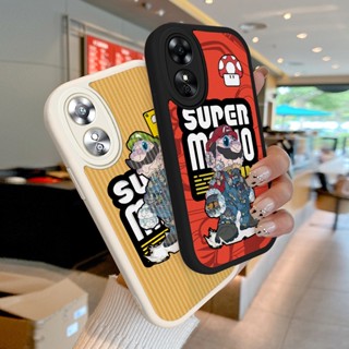 เคสโทรศัพท์มือถือหนังแกะ แบบนิ่ม กันกระแทก ลาย Super Mario สําหรับ OPPO A17