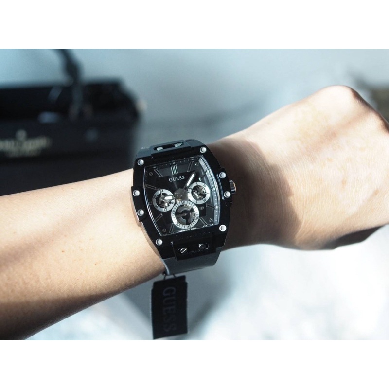 GUESS BLACK CASE BLACK SILICONE WATCH #GW0203G3