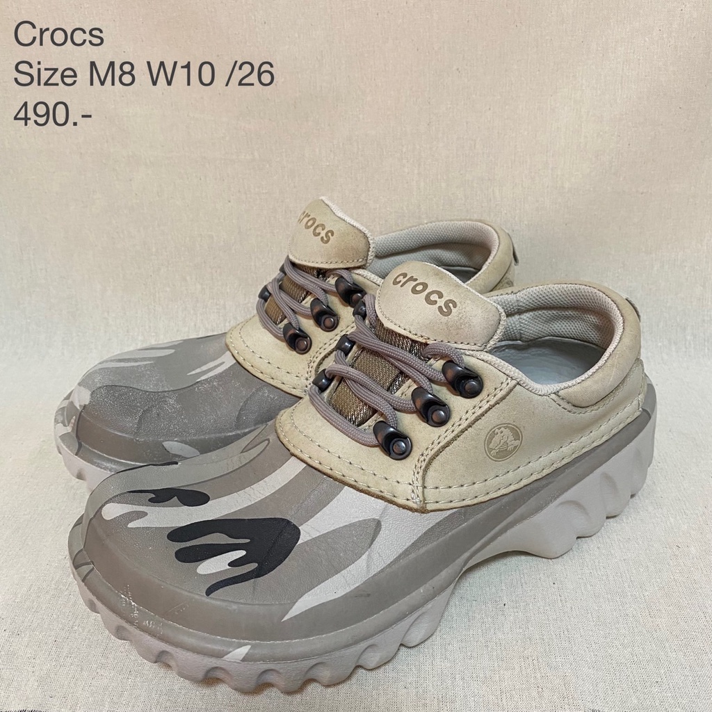ส่งต่อ รองเท้า Crocs สไตล์ Outdoor สายลุย ลายพราง Size M8W10 / 41 ( 26 CM ) ของแท้ 💯