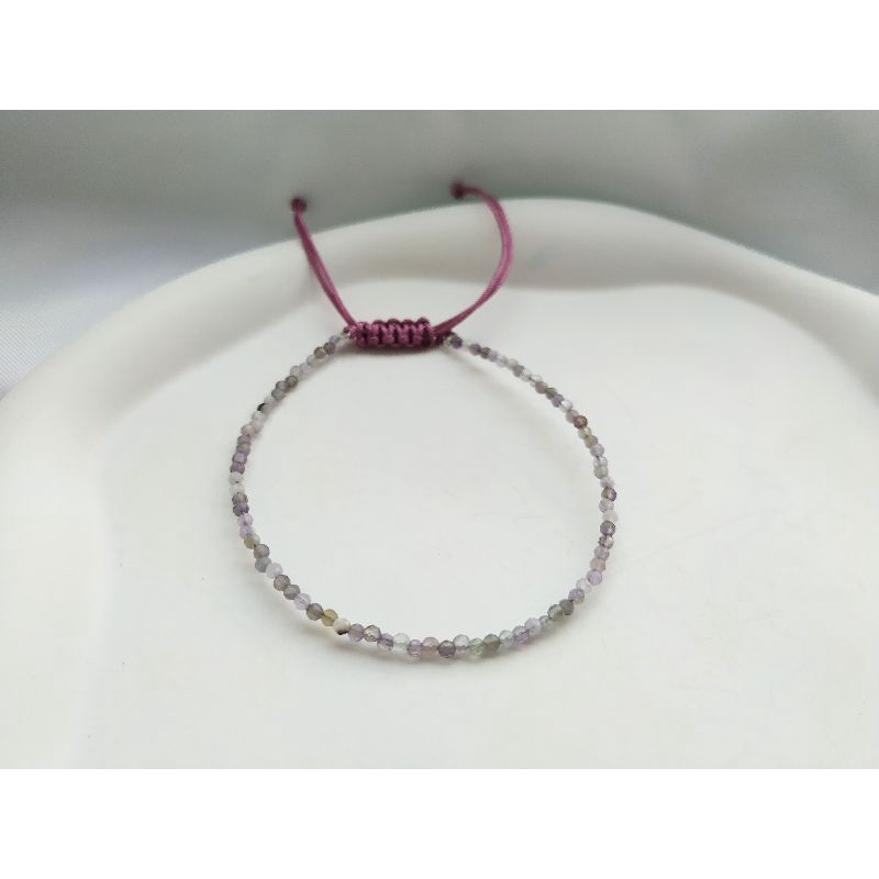 Amethyst- อเมทิสต์ หินเจียร 2 มิล สร้อยข้อมือ สร้อยข้อมือหินมงคล หินนำโชค อเมทิสต์หินแห่งการบำบัด สีม่วงอ่อน