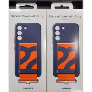 Silicone Cover with Strap สำหรับ Galaxy S22 Navy