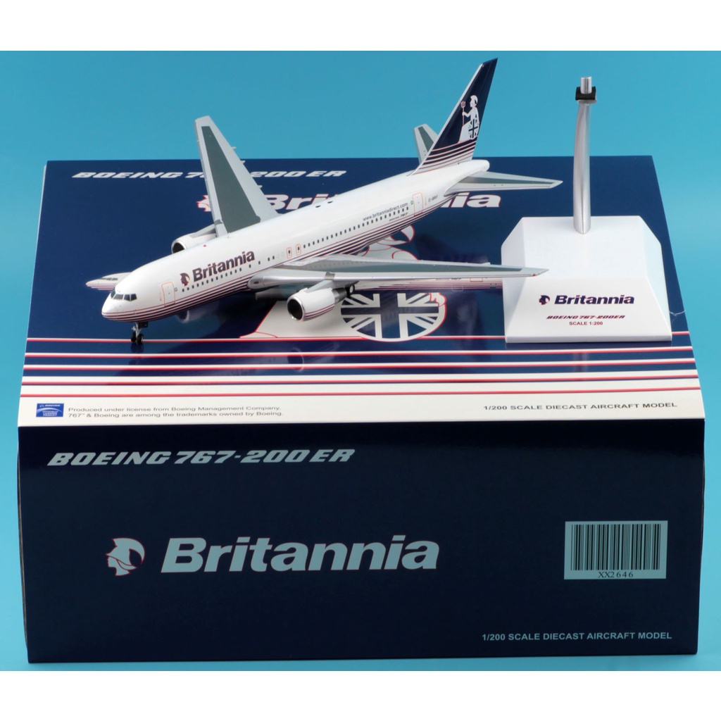 XX2646 Alloy Collectible Plane JC Wings 1:200 Britannia Airlines Boeing B767-200ER เครื่องบินDiecast