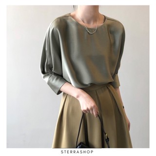 sterrashop - blaire top เสื้อแขนสามส่วน ดีเทลตรงแขน ผ้านิ่ม 3 สี