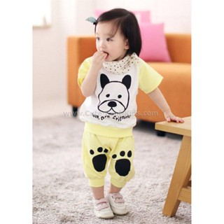 STPB-251 ชุดเซ็ทเด็กผู้ชายแขนสั้นขาสั้น สีเหลือง Size-110 (4-5Y)